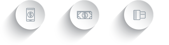 Phone - Cash - Card payment Icons